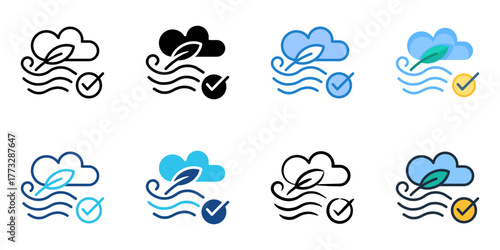 Clean Air Initiative icon set multiple style collection 
