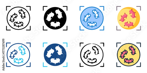 Microscopic Debris icon set multiple style collection 
