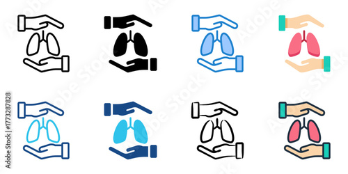 Respiratory Health icon set multiple style collection 
