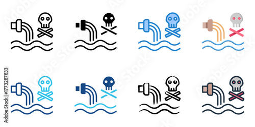 Water Pollutants icon set multiple style collection 
