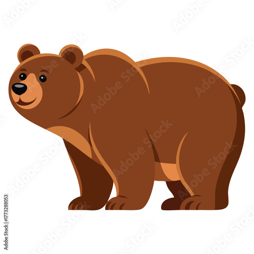 Colorful wild forest animal sticker vector illustration brown grizzly bear isolated on white background perfect for fauna wildlife cartoon and biodiversity design