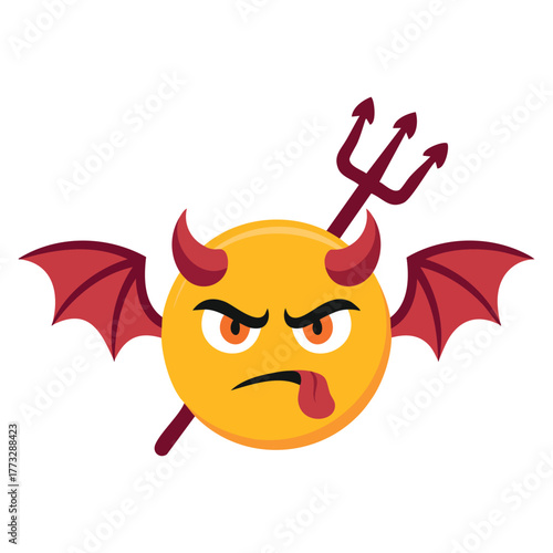 Fantasy devil character with wings and weapon vector illustration isolated perfect for gothic comic cartoon or supernatural themed creative artwork
