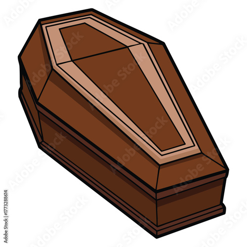 Funerary coffin box vector illustration in color isolated design element perfect for memorial funeral service death rituals or cemetery themed artwork