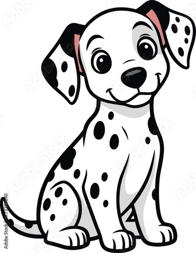Cartoon dalmatian puppy sitting with black spots animal 1