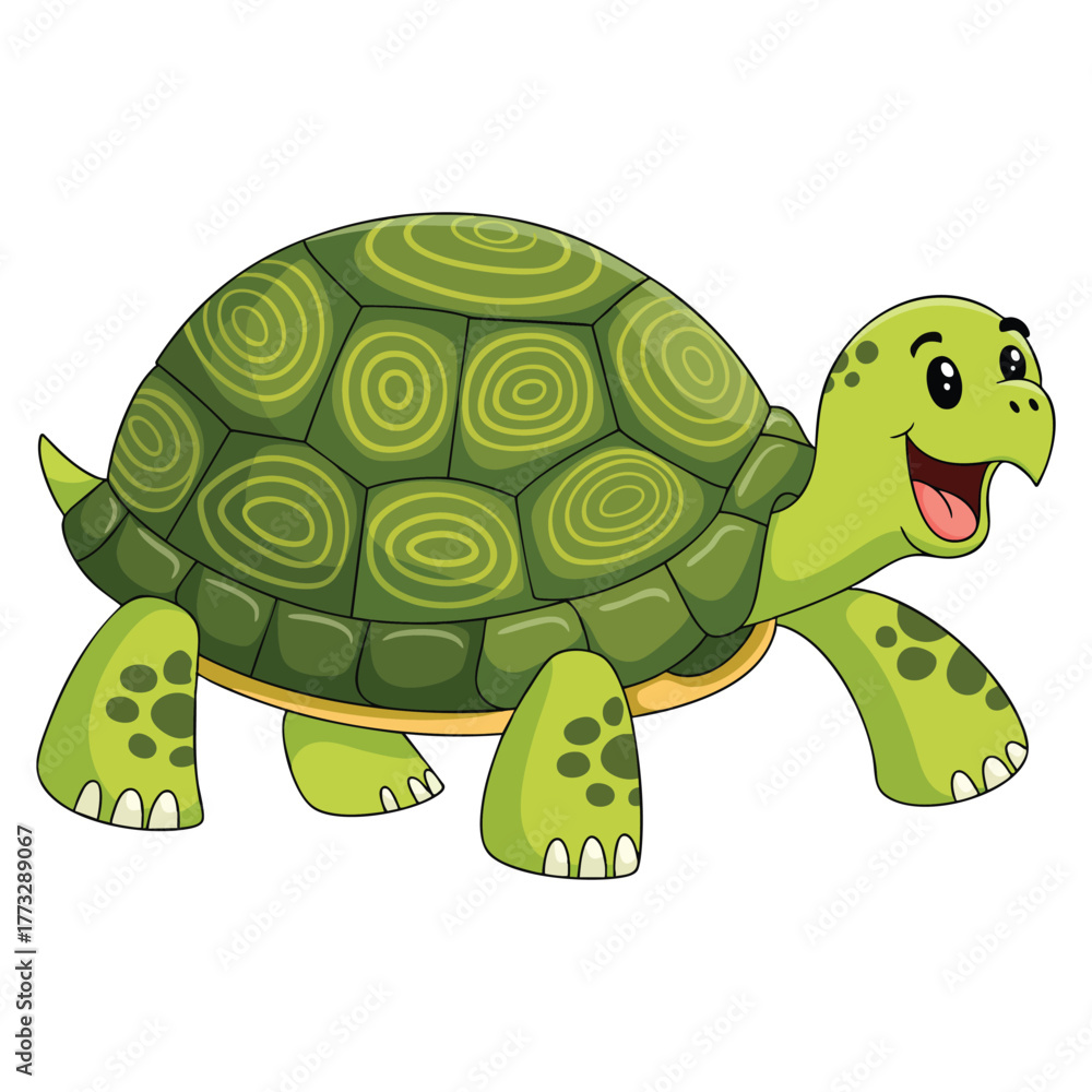 Obraz premium Green turtle illustration isolated on white background vector design ideal for wildlife nature animal conservation or educational themed creative artwork