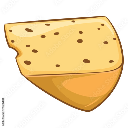 Hard cheese piece illustration on white background ideal for food recipe dairy packaging cooking design or gourmet themed vector artwork