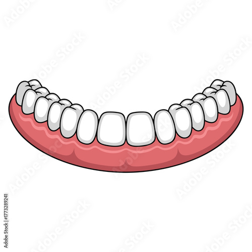 Human lower jaw gum with crooked teeth isolated on white background vector illustration ideal for dental education orthodontics oral health design themes