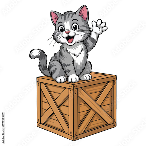 Idiom showing cat above the box illustration isolated vector design element perfect for animal humor cartoon expression idiom or creative story artwork