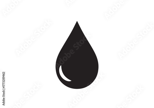 Simple black water drop icon on white background