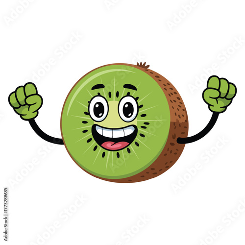 Illustration of a kiwi fruit with arms vector artwork perfect for funny fruit cartoon character healthy food design or creative mascot themed concept