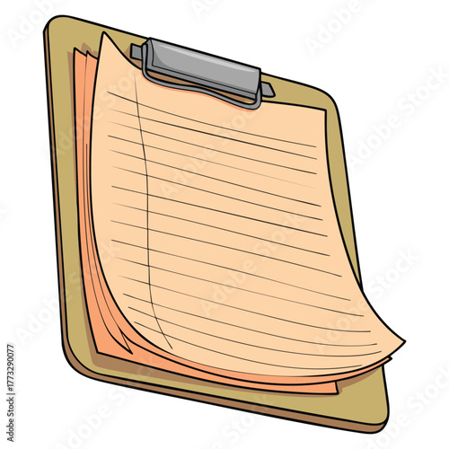 Illustration of clip pad on white isolated vector perfect for office school stationery writing or note taking themed creative and educational artwork