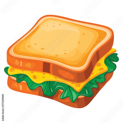 Illustration of delicious sandwich with lettuce on white background suitable for food design healthy snack lunch concept and culinary vector artwork