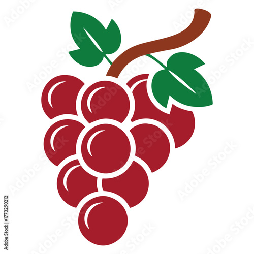 Illustration of grape bunch with leaf vector icon ideal for food apps websites beverage wine fruit packaging or culinary themed creative artwork