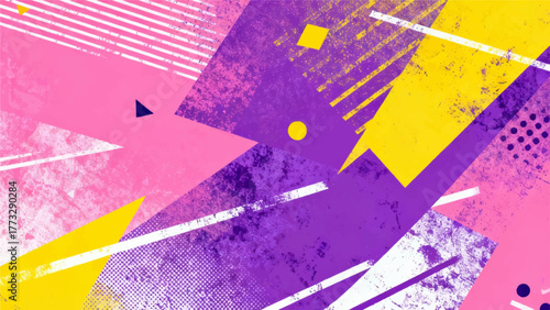 Aesthetics backgrounds of the 1990s with style of retro risographs grainy color fades, large shapes, exaggerated
figures and layering of different subject matter.