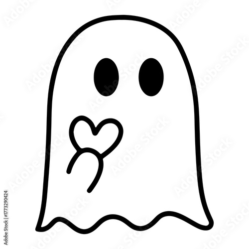 Black lines, ghost holding a heart