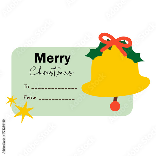 Christmas bell tag with text space