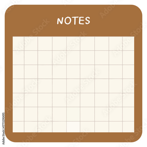 Post-it notes with brown frames and a grid pattern for writing messages.