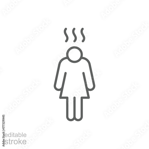 Depression icon. Simple outline style. Depression linear symbol design. Simple line illustration on white background. Editable stroke