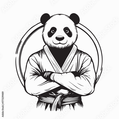 Kung Fu Panda Wearing Kimono Vector Design on white background