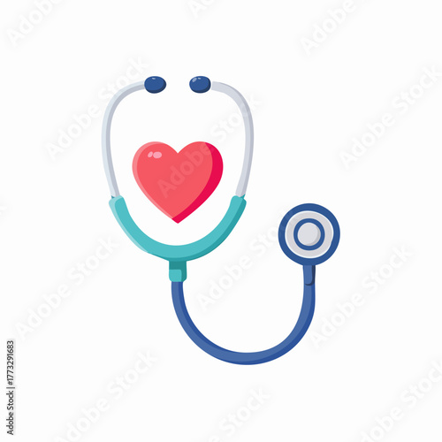 Stethoscope with Heart Symbol - Healthcare and Medical Illustration.