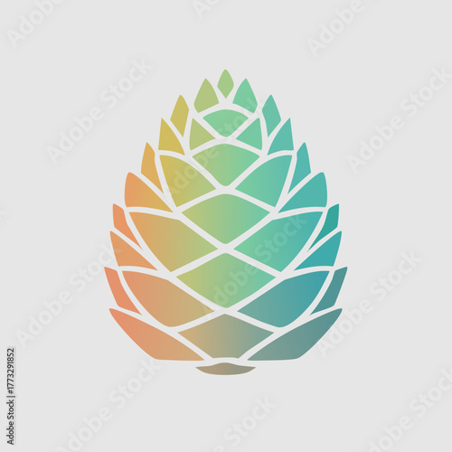 Stylized Pinecone Illustration with Gradient Colors.