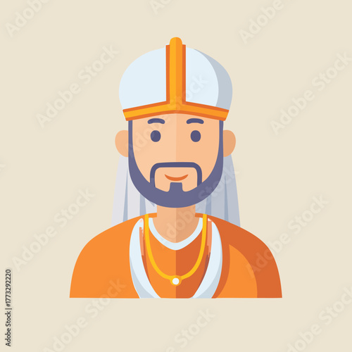 Vector illustration of a religious bishop character icon.