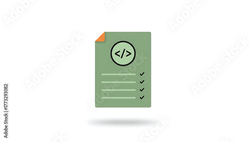 Vector of book and gears with code. Sign of coding programming education. Icon of machine learning software. 