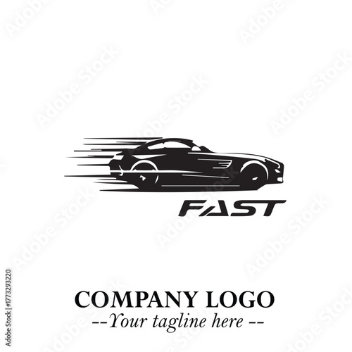 Car Running Fast Logo Symbol in Black on the White Background with Dynamic Speed Design