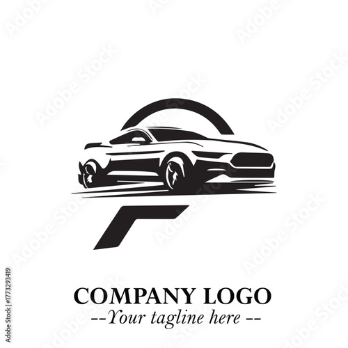 Car Running Fast Logo Symbol in Black on the White Background with Dynamic Speed Design