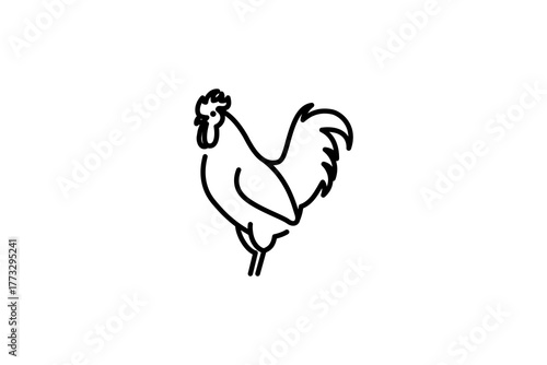 rooster icon line isolated on white background. Rooster symbol concept drawing icon line in modern style. Vector illustration for your web mobile logo app UI design.