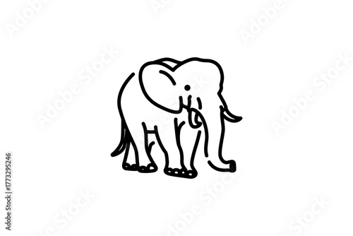 Outline Elephants Walking, African Wildlife Icon. A simple line art illustrations elephants walking forward. look for front side. Perfect for children s books, educational materials