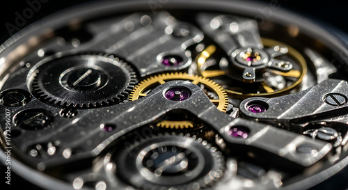 Wallpaper Mural Close up view of the intricate inner workings of a mechanical watch Torontodigital.ca