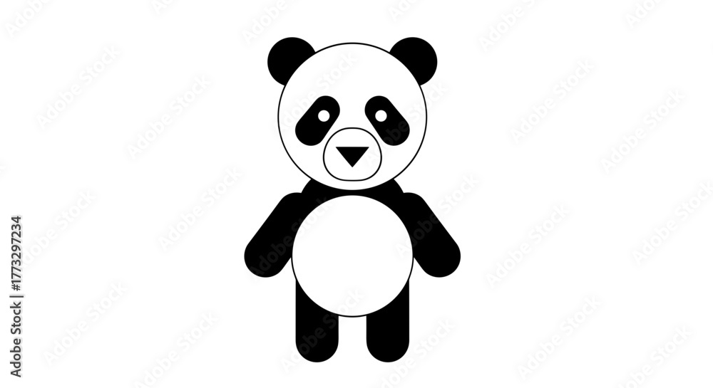 Fototapeta premium Cute panda bear illustration for kids drawing simple panda image animal clip art panda vector graphics design