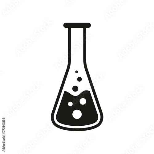 Chemistry flask black icon. Test tube concept sign. Graphic design element
