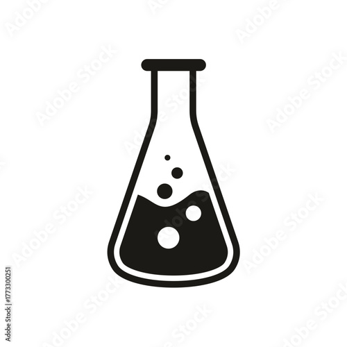 Chemistry flask black icon. Test tube concept sign. Graphic design element
