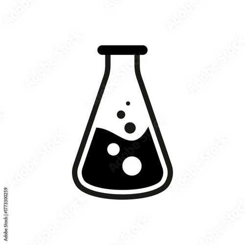 Chemistry flask black icon. Test tube concept sign. Graphic design element

