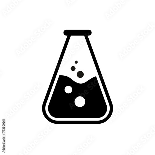 Chemistry flask black icon. Test tube concept sign. Graphic design element
