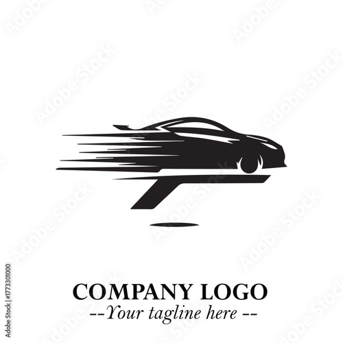 Car Running Fast Logo Symbol in Black on the White Background with Dynamic Speed Design