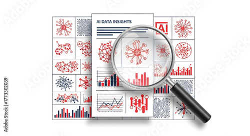 AI Data Insights Magnifying Glass Analysis and Technology Concepts