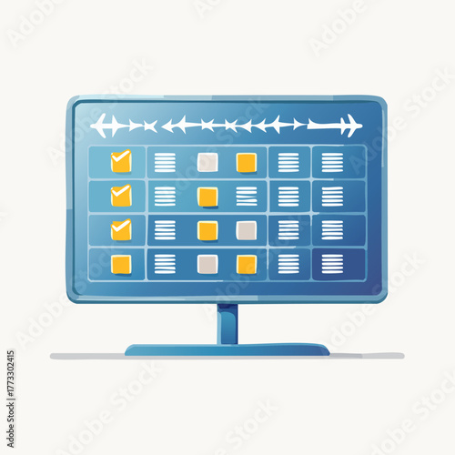 Airport Flight Information Display Screen Showing Departures and Arrivals.