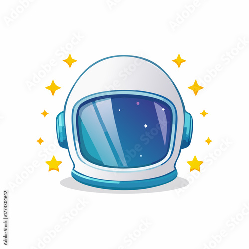 Astronaut helmet with stars, space exploration concept.