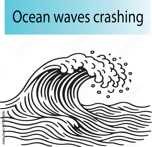 Abstract Ocean Wave Vector Logo Design in Minimalist Line Art Style