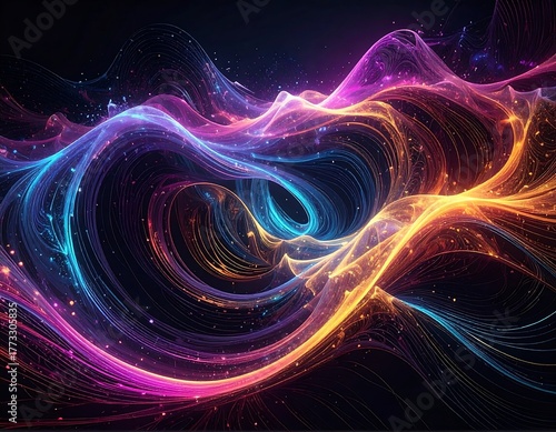 Wallpaper Mural Swirling abstract waves of light and energy, various vibrant colors Torontodigital.ca