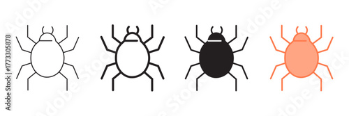 Set of minimalist tick icons with transparent background, depicting insect and arachnid symbols for pest control, health warnings, and biological topics, vector illustration