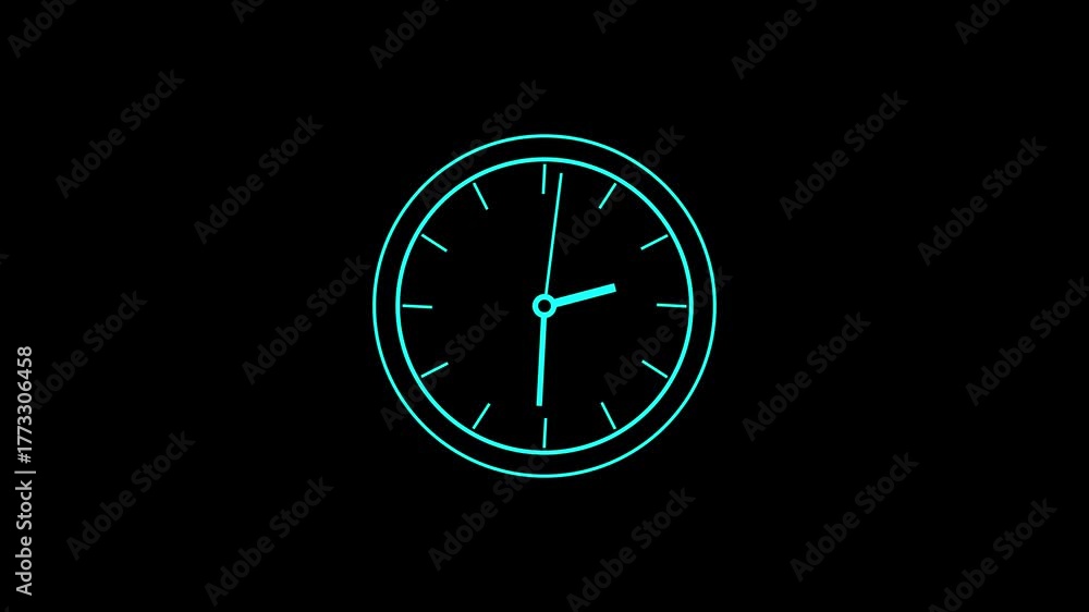 custom made wallpaper toronto digitalMinimalist neon blue clock face on a black background