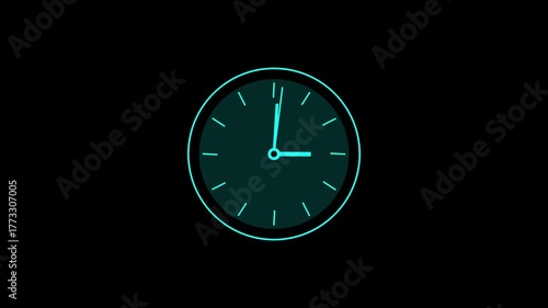 Wallpaper Mural Minimalist digital clock face with glowing blue outline on black background Torontodigital.ca