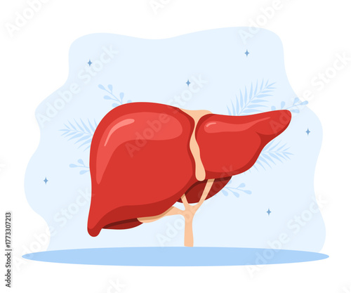 Emergency liver disease treatment. Cirrhosis, hepatitis, or cancer therapy in hospital. Internal organ concept. Cartoon vector illustration.