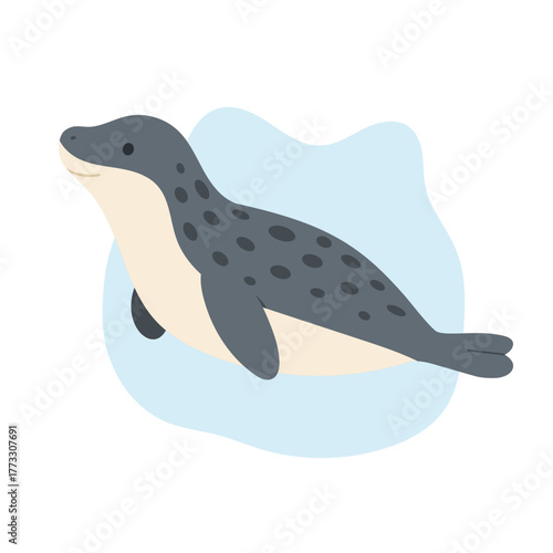 Leopard seal swims through icy waters, seal moves with strength and grace, seal embodies power of antarctic wildlife, combining agility, beauty, and balance in marine environment.