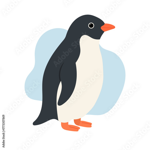 Adelie penguin stands on icy rock, penguin shows playful and curious charm, penguin reflects antarctic life, unity, and adaptability, inspiring love for nature and cold adventures.