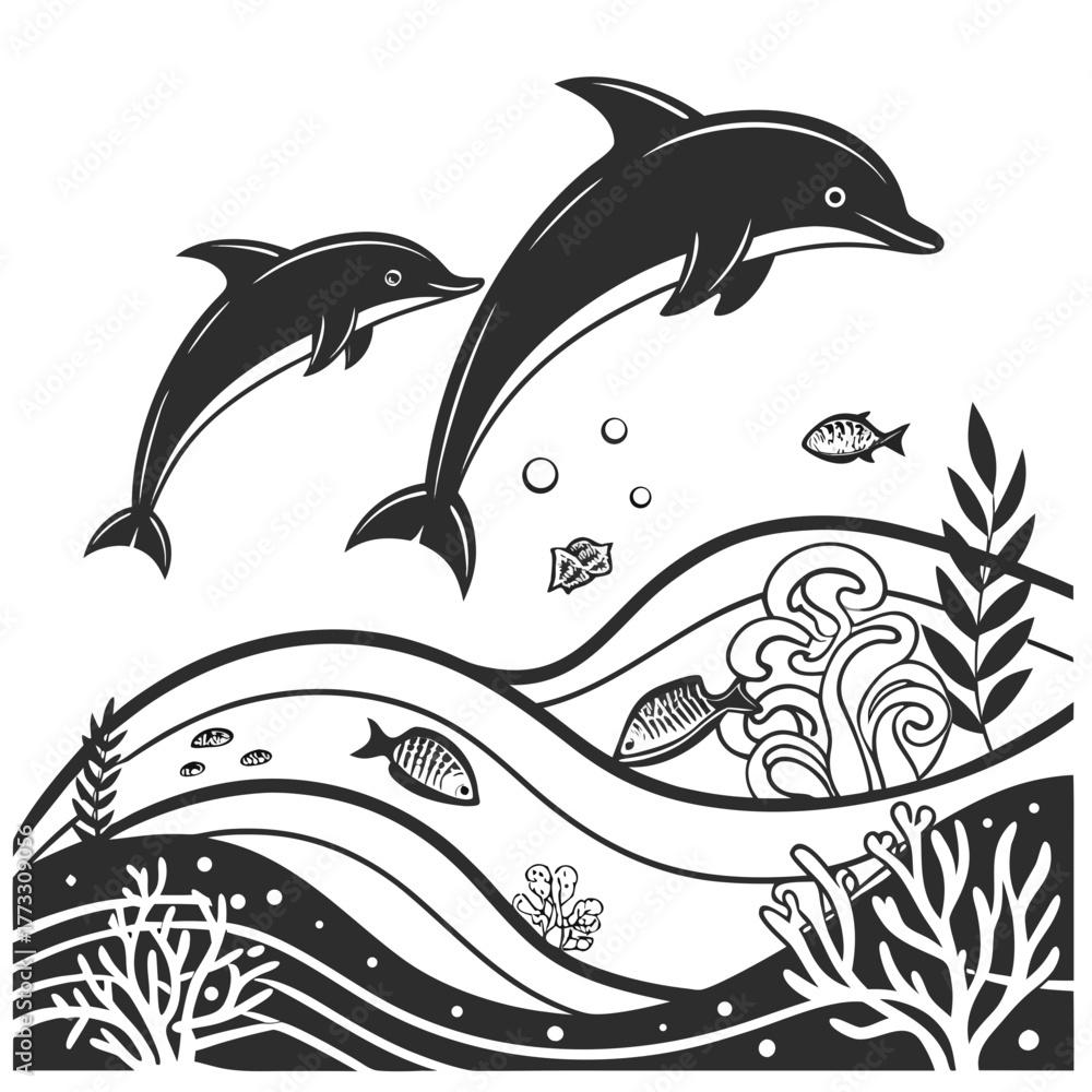 Obraz premium Dolphins jumping out of water